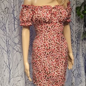Floral Shirred Bardot Dress [ Small ]